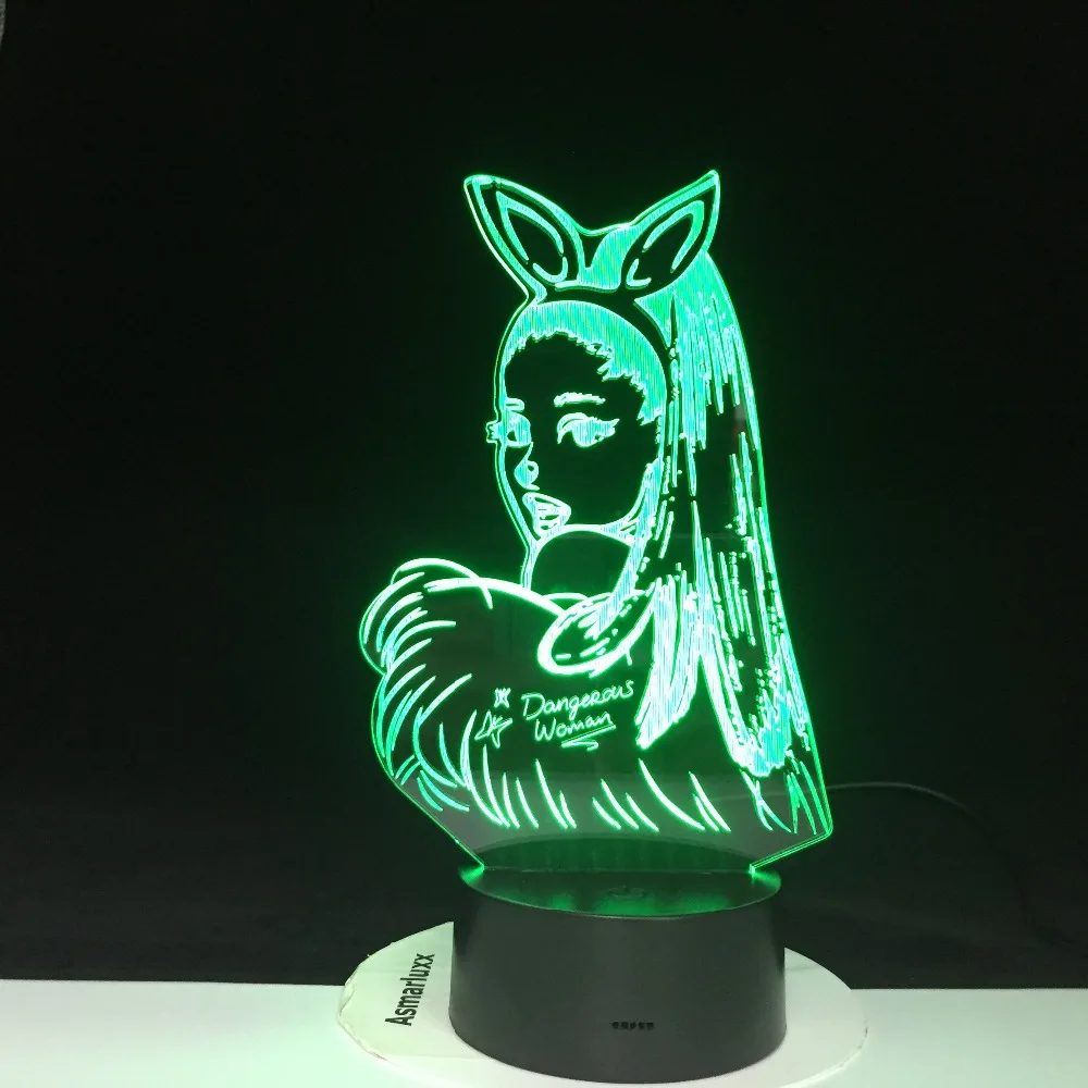3d Lamp Table Nightlight Celebrity Singer Ariana Grande Poster Cat Girl Fans Gift for Bedroom Decorative 3d Led Night Light 3987