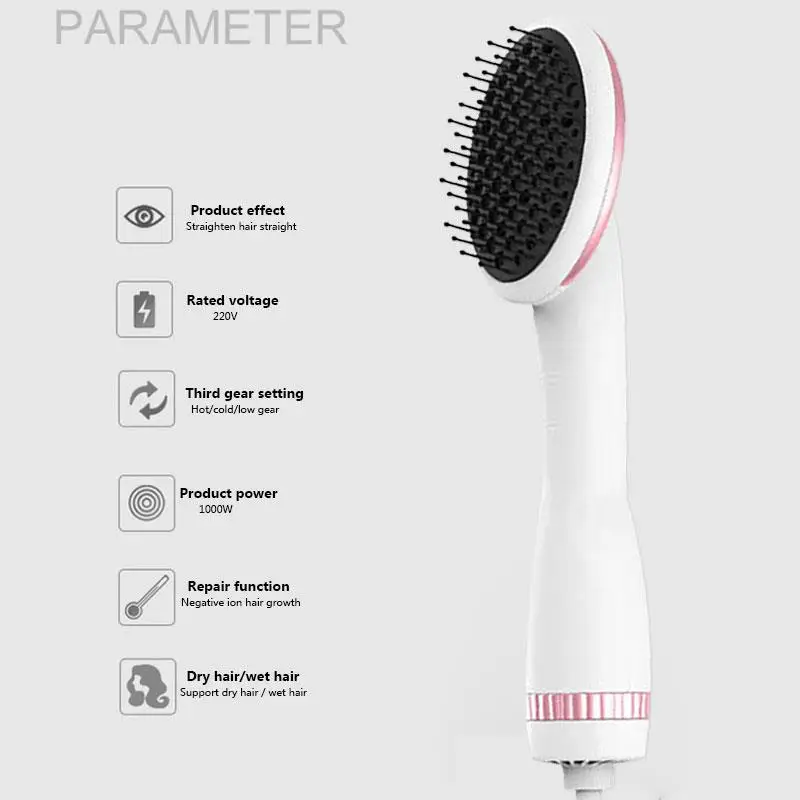 

3 in 1 Hair Drier Hair Smooth Hot Air Comb Fashion Fast 1000W White for Beauty Health Stylist Hairdressing
