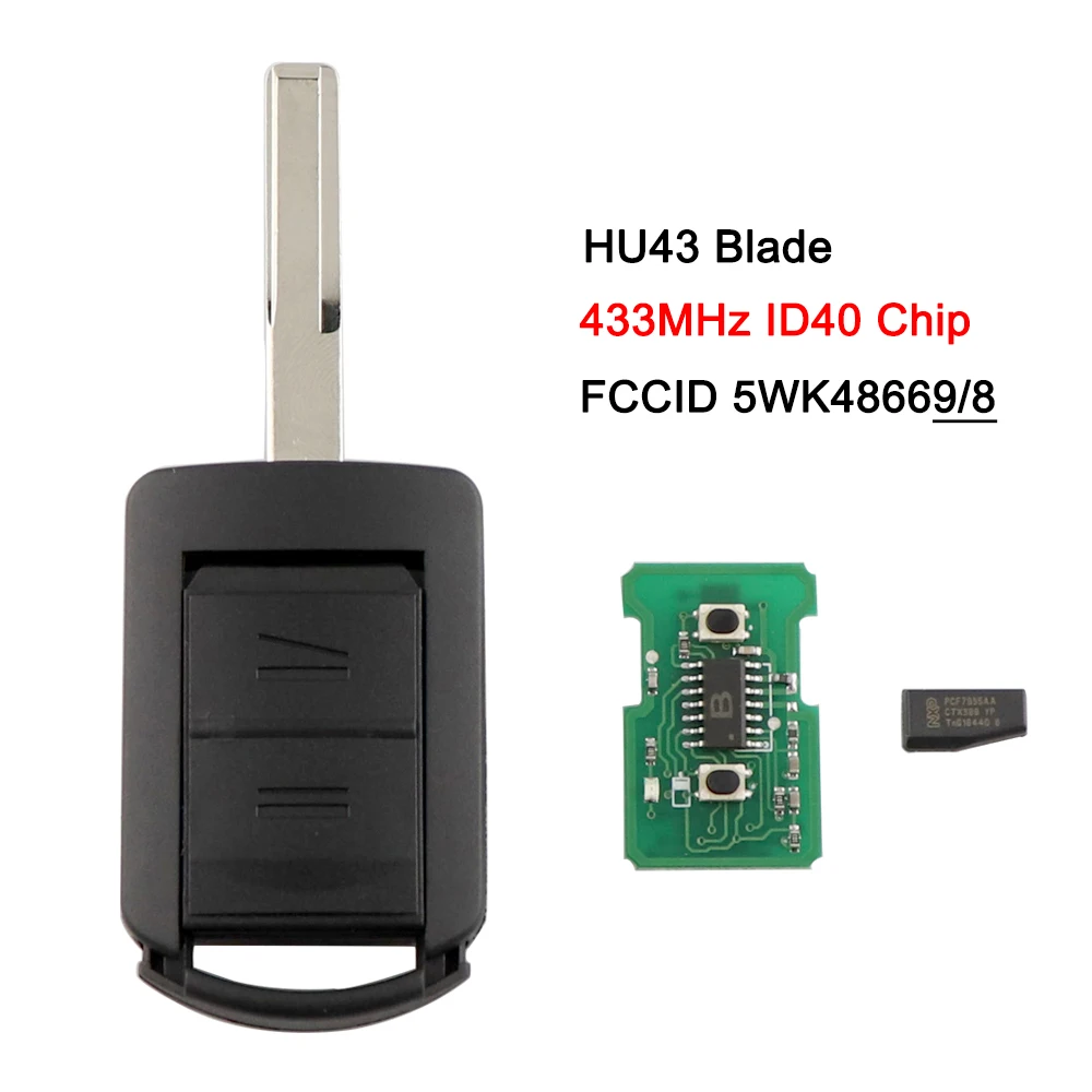 Chiave/Telecomando Per Opel Vauxhall Corsa C Meriva Agila Tigra Astra Combo Van - 2 Pulsante A Distanza 433mhz Id40 Chip Opel - H5bc426fd77564c86883a6ffa7951ca487