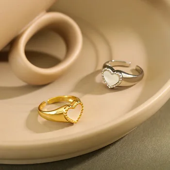 

For Women Sterling 925 Silver Heart Korean Statement Adjustable Rings Minimalist Anillos De Plata 925 De Ley Mujer Fine Jewelry