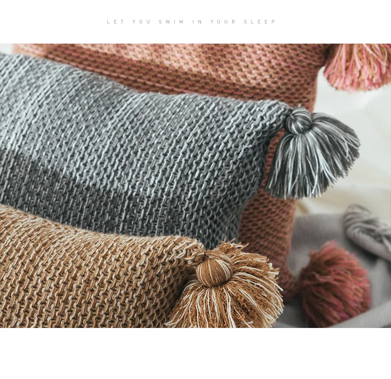 

45 * 45cm knitting tassel sofa decorative pillow cushion