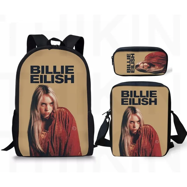 17 дюймов Billie Eilish школьные сумки с принтом для студентов, детские сумки для девочек, популярный Повседневный Рюкзак, детский Ранец на плечо на заказ