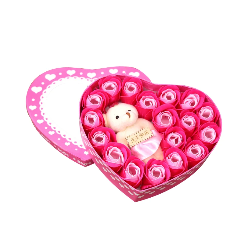 18Pcs Rose Flower Scented Soap Beautiful Heart Petal Perfumed Soap Scented Wedding Valentine Day Gift Roses Flower Bath Body Soa