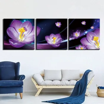 

3 Pieces HD Print Canvas Art Decoration Pictures Purple Flower Still Life Posters Painting Wall Art Home Decoration for Living