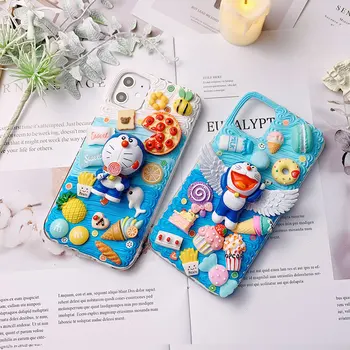 

DIY case for iPhone 11 pro max 3D Doro Cat phone cover for iphone X/XS MAX/XR handmade creamy shell ip 8/7 plus 6/6s+ girl gifts
