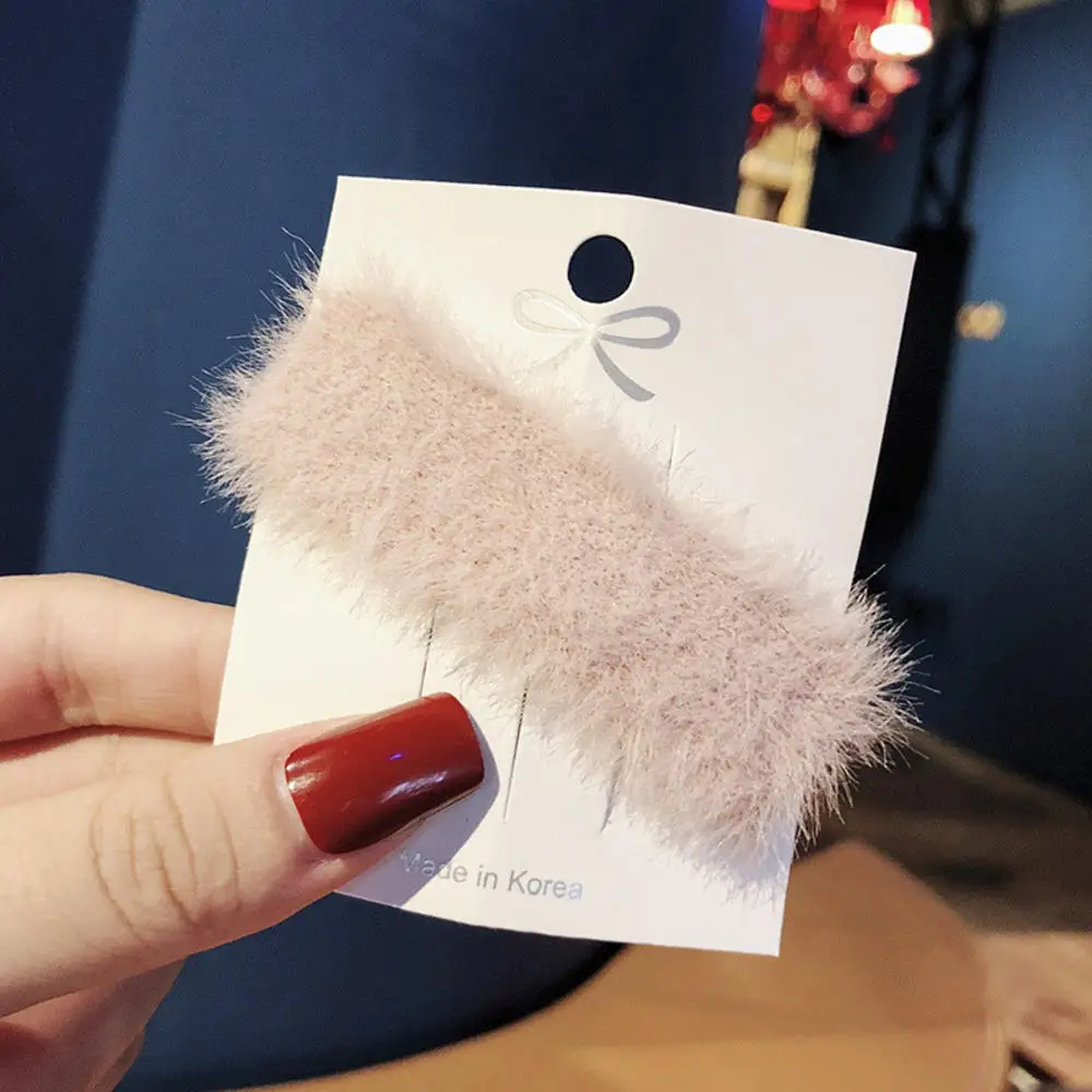 Корейский меховой зажим для волос BB норковая искусственная надпись плюшевая