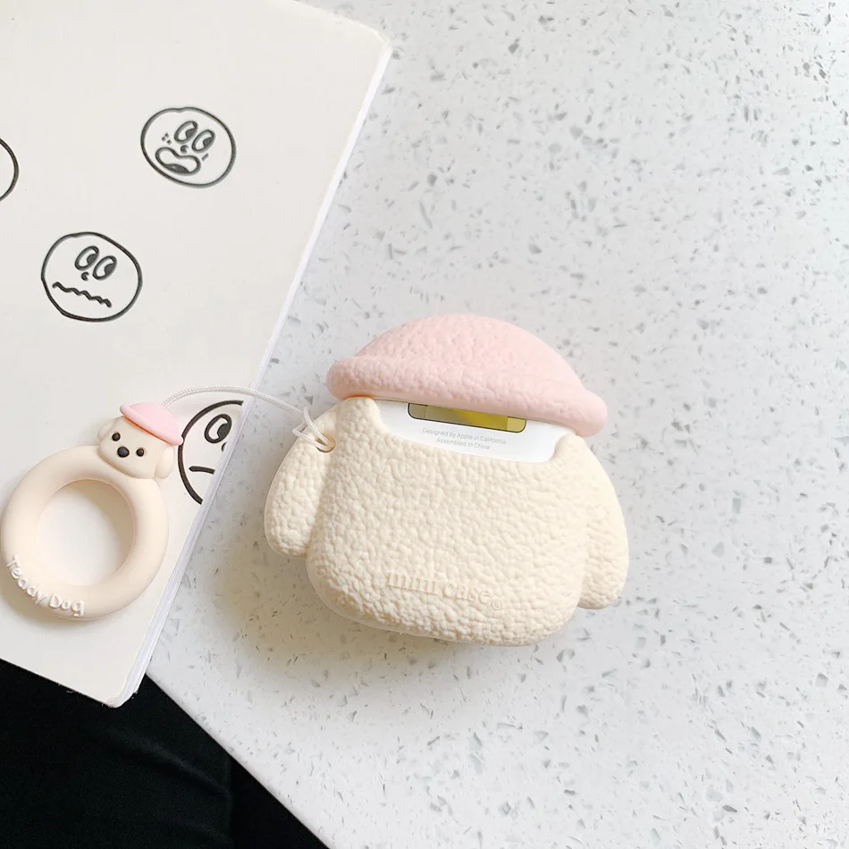 Чехол для AirPods Fun Big Head Super Teddy Dog чехол для наушников для Airpods 2/i10/i11 TWS Защитная крышка с кольцом на палец
