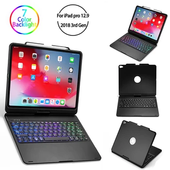 

Backlit Keybaord For iPad Pro 12.9 2018 3rd Gen Keyboard Case Wireless Bluetooth Keyboard Smart Sleep 360 Rotation Tablet Case