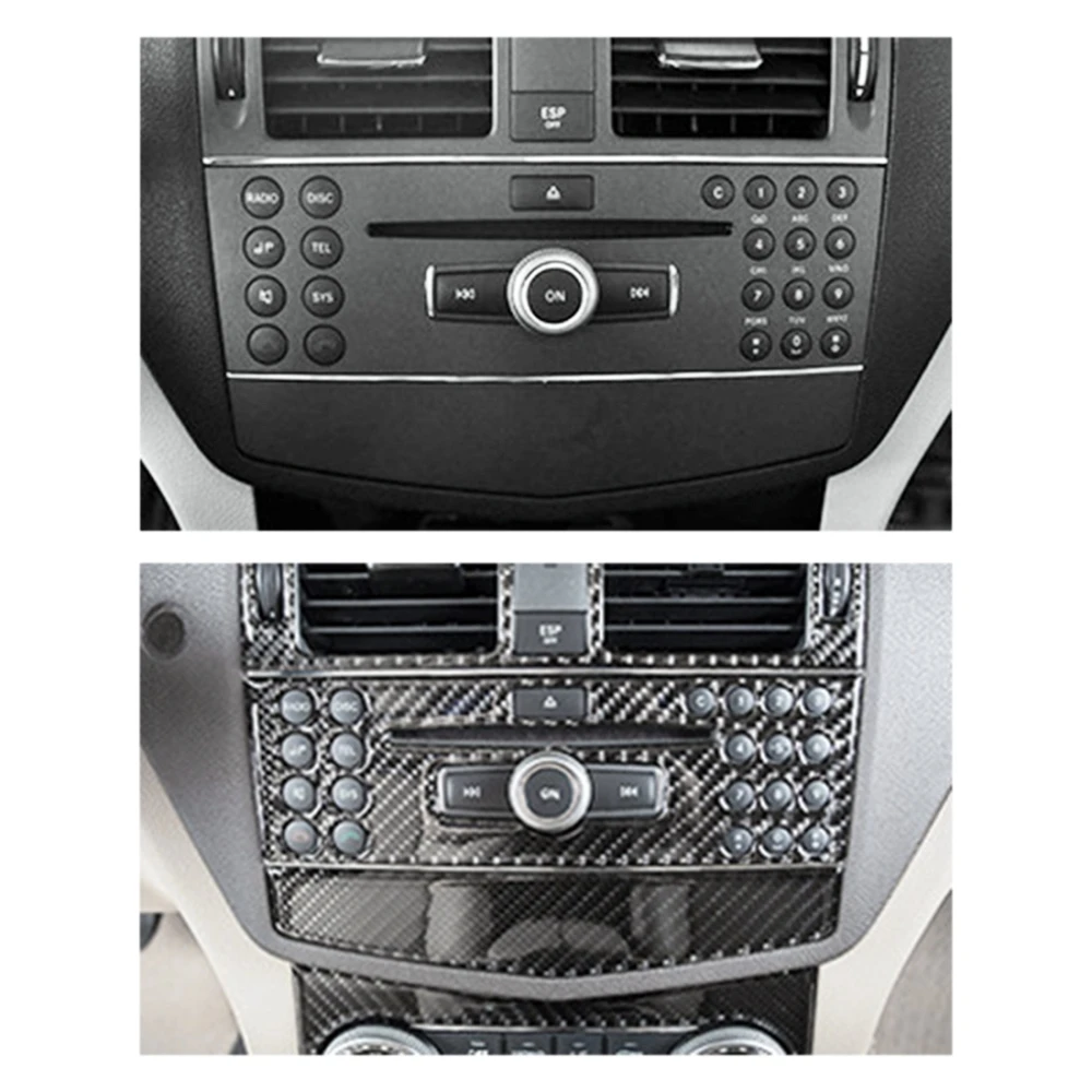 

Kaneed 2 PCS Car CD Adjustment Frame Carbon Fiber Decorative Sticker for Mercedes-Benz W204