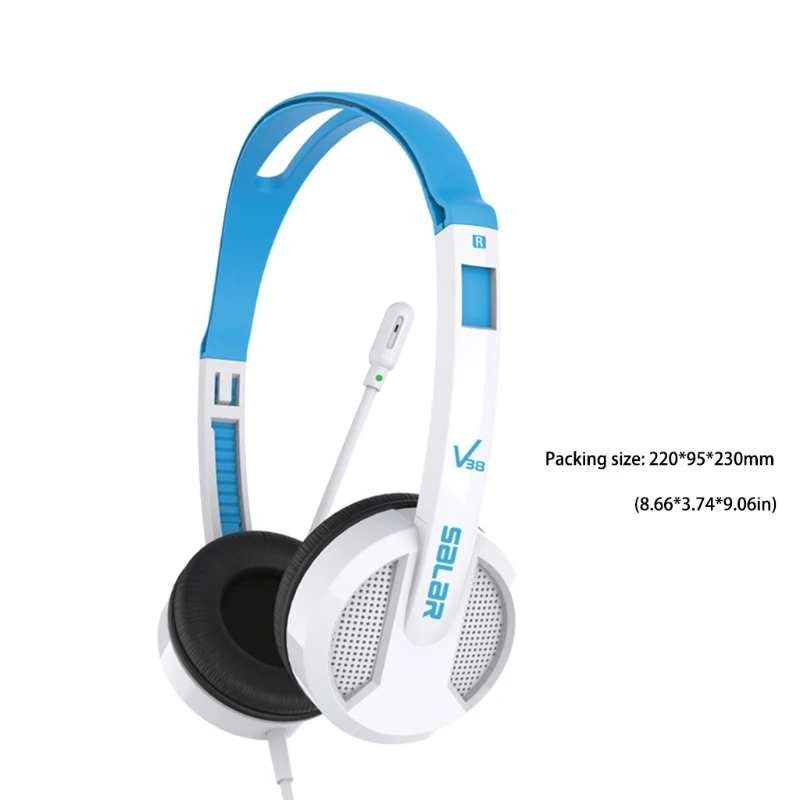 Online Classes Wired Stereo Headphone with Microphone USB 3 5mm Interface Gaming Headset Laptop Computer PC Earphone