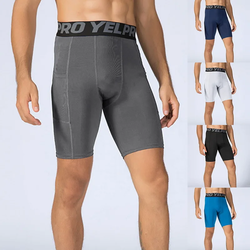 Мужские брендовые Компрессионные шорты мужские спортивные шорты с карманами для фитнеса красивые летние шорты для бодибилдинга быстросохнущие шорты для тренировок спортивная одежда