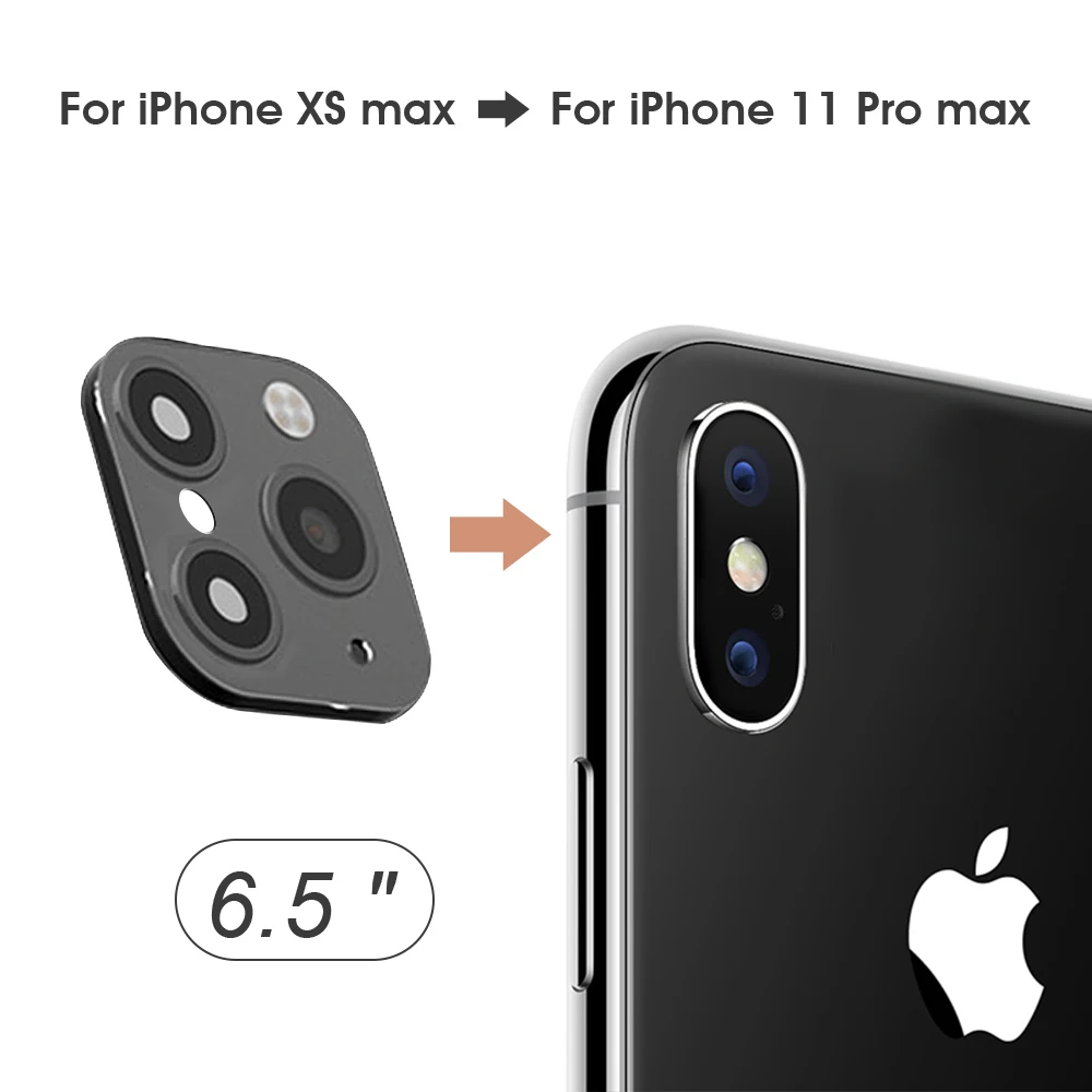 Чехол для объектива камеры для iPhone XS MAX X XS, Сменный Чехол для iPhone 11 Pro MAX 11 Pro, чехол для камеры из титанового сплава - Цвет: Black