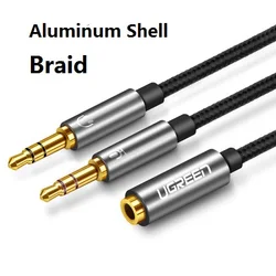 Ugreen Headphone and Microphone Audio Splitter Cable - 20CM (Grey)