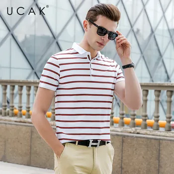 

UCAK Brand Striped Tops Fashion Polo-Shirts Mens Clothes Summer Streetwear Short Sleeve Men Casual Polo Shirt Homme U5177