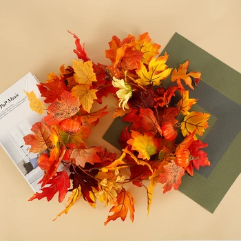 

Artificial Maple Leaf Garlands Autumn Hanging Fall Vines Pumpkin Berries Sunflower Maple Manmade Garland Rattan Home Decoration