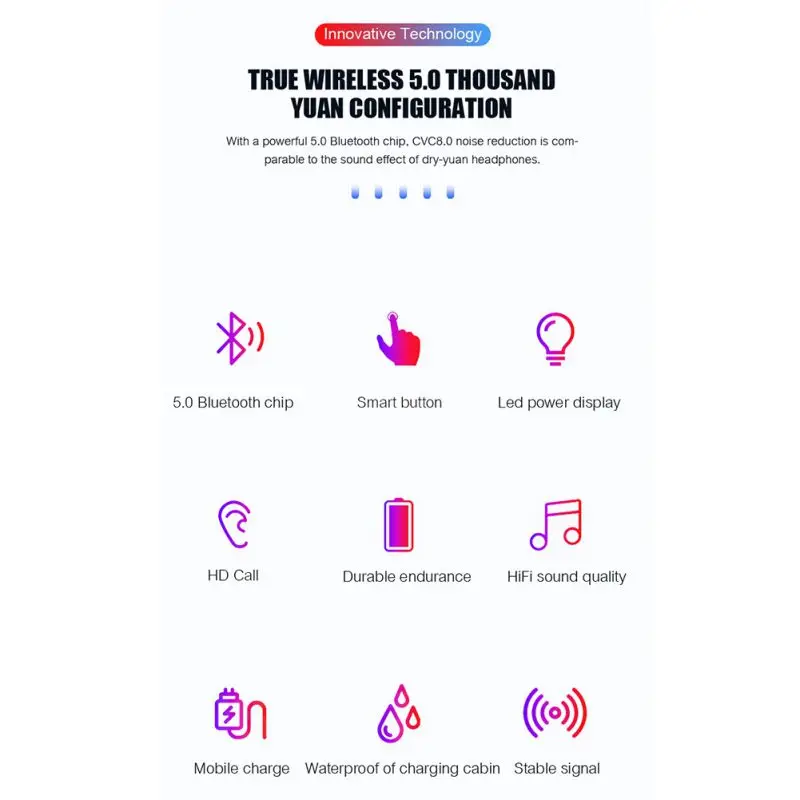 TWS Bluetooth наушники с микрофоном светодиодный дисплей беспроводные Bluetooth наушники водонепроницаемые наушники с шумоподавлением