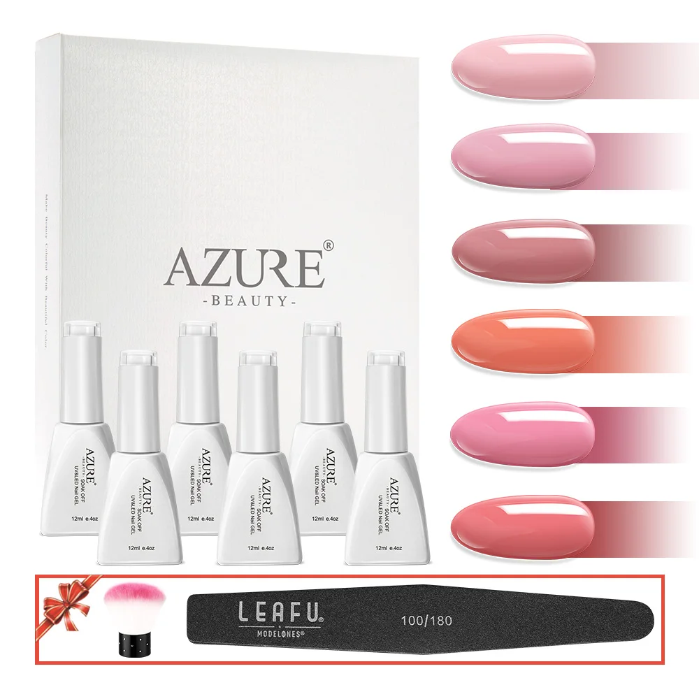 14 Azure Beauty 8Pcs/Lot Purple Color Series UV Nail Polish Nail File Brush Base Top Set Long Lasting Base Coat Gel Nail Art Polish - Цвет: 14