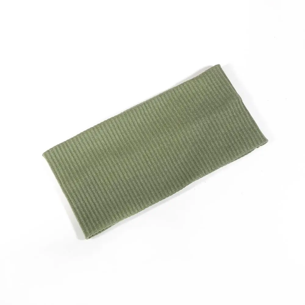 Olive Green Wholesale Lady's Ribbed Cotton Headband Summer Knitted Solid Color Hair Band for Girls Flat Elastic Stretchy Hair Accessories - Цвет: Olive Green