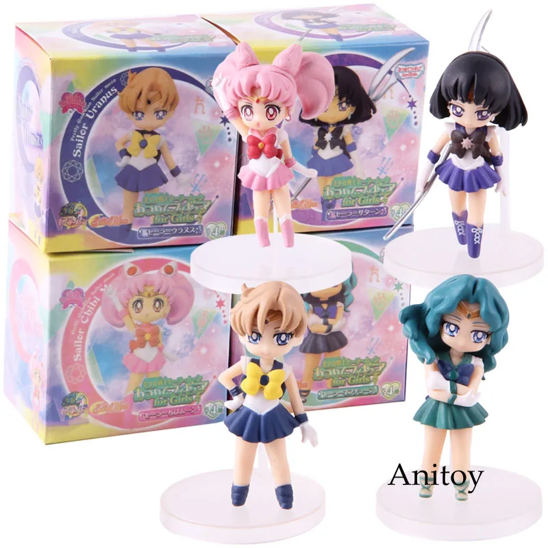 

Pretty Guardian Sailor Moon Sailor Uranus Saturn Neptune Chibi Moon Chibiusa Figure Action PVC Collectible Model Toy 4pcs/set