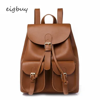 

Girl Women japanese backpack backpack bag Luxury Pu Solid Zipper Black Casual school bags for teenagers mochilas travel plecak