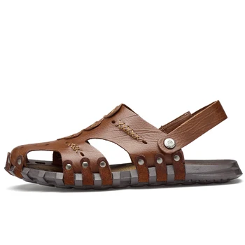 

romanas sandals leather fashion 2019 da summer playa sandals-men shoes sandalia para male casa men ete verano sandel sandalias