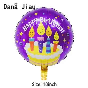 

Danajiau 18inch happy birthday helium balloon purple cake theme kids toy foil ball 5th years old boy girl party decoration tools