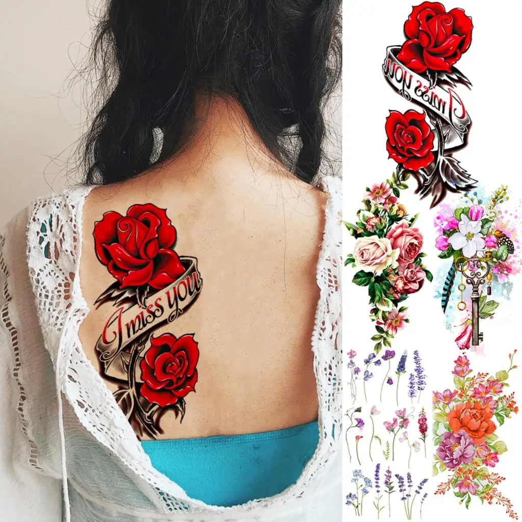 Set Of Heart Tattoos With Roses And Ribbons. Old School. Tattoo Heart Under  Lock And Key. Red Heart Entwined In Climbing Rose Tattoo. Flying Heart  Entwined In Climbing Rose. Royalty Free SVG,