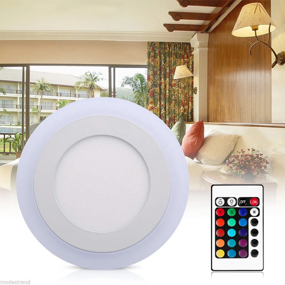 

Embedded Round/Square Colorful LED RGB Panel Downlight 5W 9W 16W RGB Panel Light AC100-265V LED panel lighting+Remote Controller