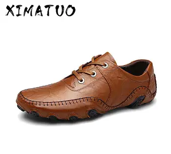 

2020 Luxury Men Shoes Genuine Leather High Quality Loafers Moccasins Comfortable Soft Male Flat Shoes New Driving Shoes Big size