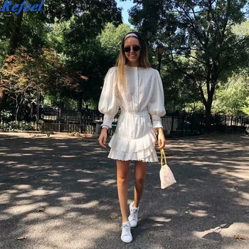 

Lorelei white mini dress women pure cotton and embroidery ruffles dash of feminine style loveshackfancy cover-up dress