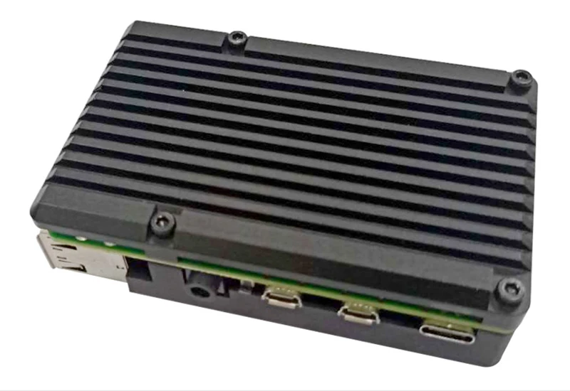 Чехол из алюминиевого сплава для Raspberry Pi 4 модель B Black Armour с двумя охлаждающими вентиляторами