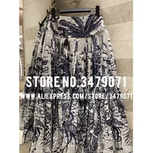 Плиссированная юбка с рисунком кокоса и высокой талией, весна-лето, Высококачественная плиссированная юбка, Женская хлопковая юбка для отдыха