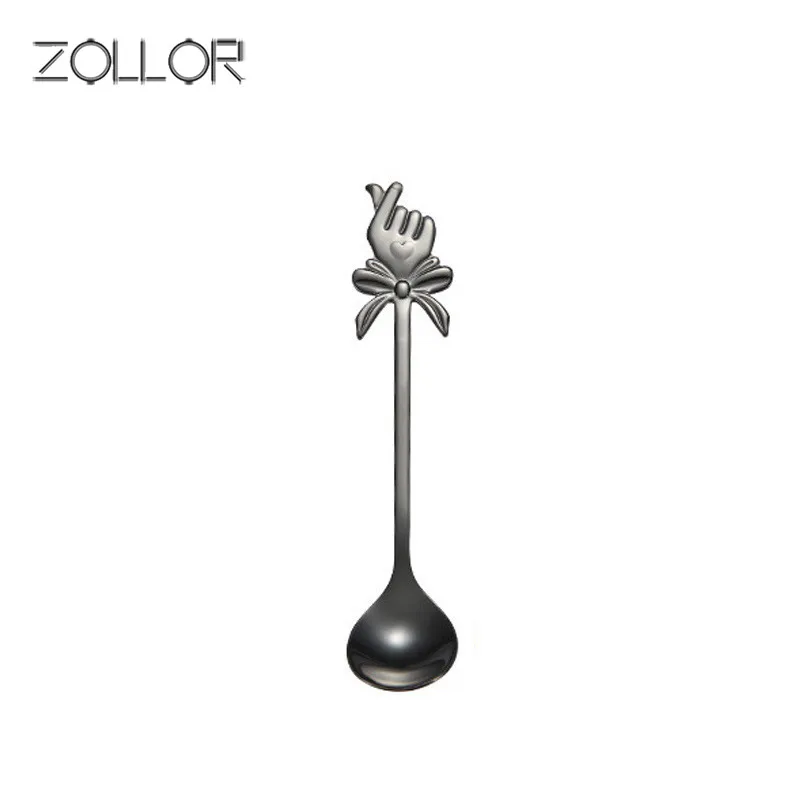 

ZOLLOR fashion Stainless Steel Stirring Spoon With love Symbol Handle Mini Spoon For Tea Coffee Ice Cream Dessert Novelty Note