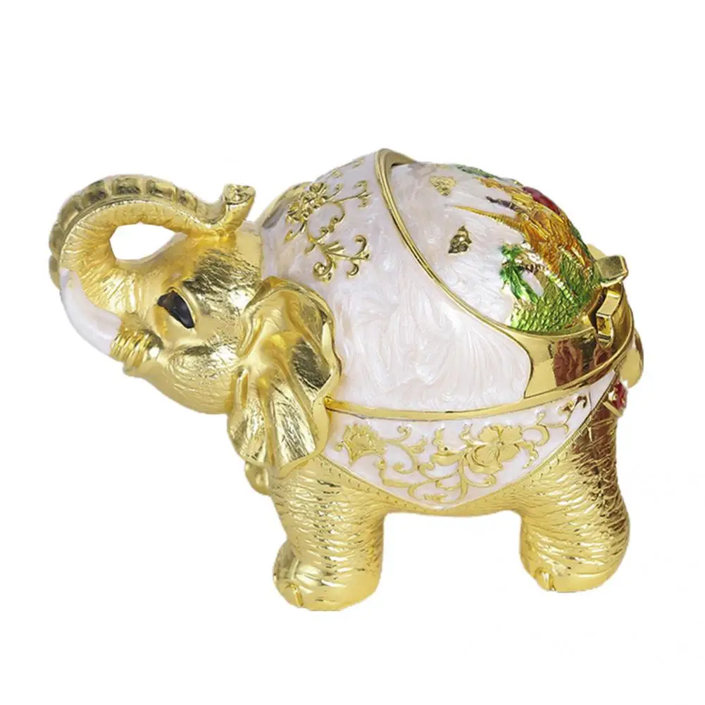 Elephant Shape  Retro Animal Windproof Ashtray Alloy Ash Container Semi-closed   for Living Room