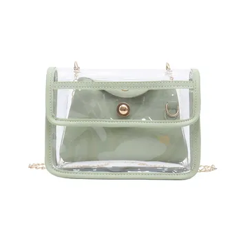 

2019 Women New Transparent Bag Fashion Messenger Bag Chain Shoulder Bag Student Bag Travel Bag 1115