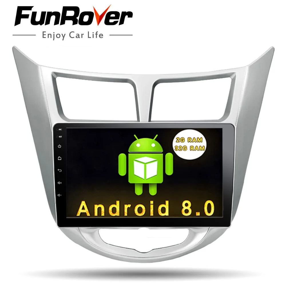 Автомагнитола Funrover 2 din dvd android 8 1 видеоплеер навигация GPS для Hyundai solaris Accent Verna Sedan|din