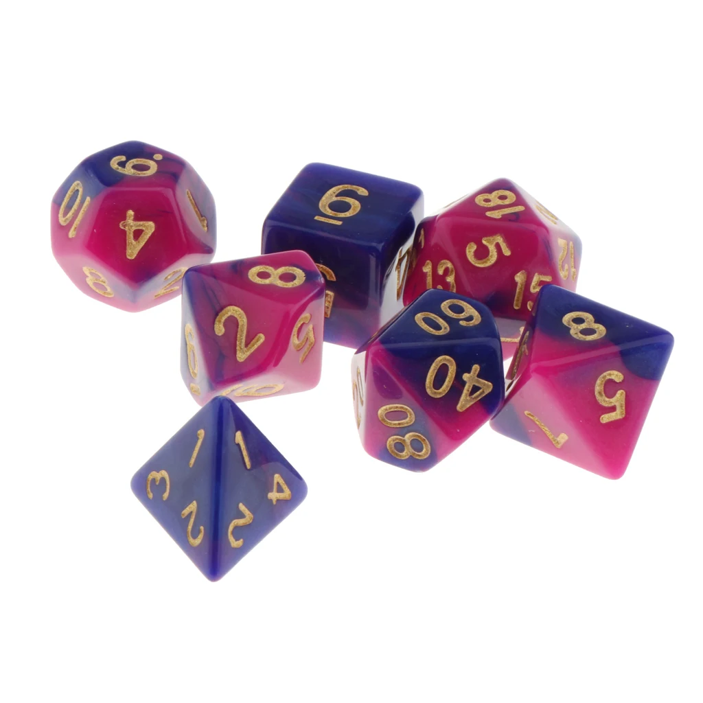 Pack of 7 Polyhedral Dices Table Board Games Party KTV for Dungeon and Dragons Polyhedral Dice Games DND Dice Set Kids Math Toys