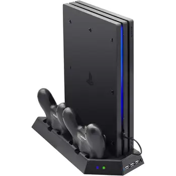 

PS4 Console Vertical Stand 2 Controller Charger Charging Dock 2 Cooling Fan for Sony Playstation 4 PS4 Pro/PS4 Slim Accessory