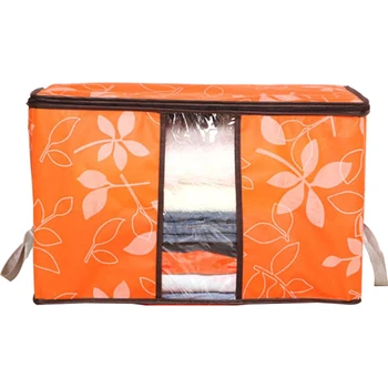 

Luggage Foldable Wardrobe Leaf Print Closet Organizer Pillow Visible Clothes Blanket Quilt Storage Bag Socks
