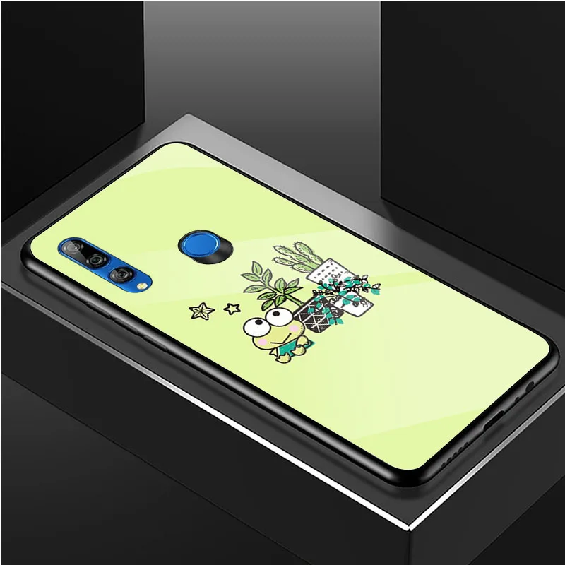 Dễ Thương Ếch Xanh Keroppi DIY Cao Cấp Kính Cường Lực Điện Thoại Ốp Lưng Cho Huawei Honor 30 20 10 Lite Pro 8X 9 10i Bao Vỏ cute huawei phone cases Cases For Huawei