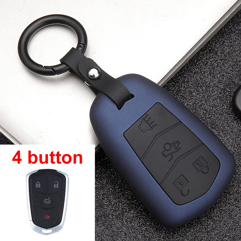4Button Blue АБС-пластик, Автомобильный Дистанционный ключ чехол в виде ракушки для Cadillac XT5 XT6 ацл XTS XT4 CT6 SRX от АТС ХЦ CTS XTS ATS XTS - Название цвета: 4Button Blue