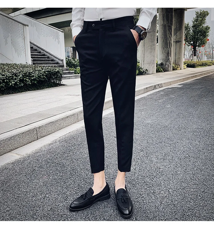 Весна британский стиль сплошной костюм брюки мужские Pantalon Hombre горячая Распродажа уличная Мужская брюки деловой строгий костюм мужские штаны