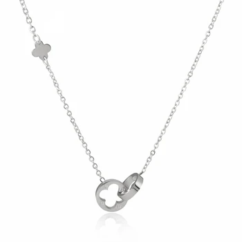 

Classic Luxury Brand Love Two Circles Double Buckle Necklace Roman Numeral Flower Clover Necklace Stainless Steel Gold Clavicle