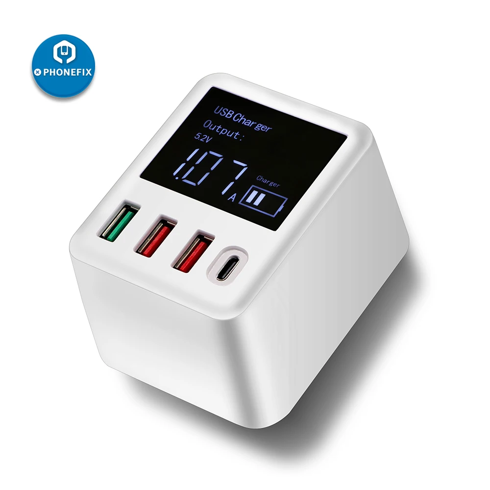 

PHONEFIX 30W Quick Charging USB Charger with LED Display Phone Charger for Samsung Repair Mobile Repair USB Fast Wall Charger