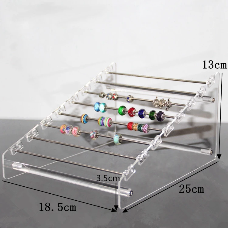 Acrylic Jewelry Display Stand Holder with Charm Rods for Rondelles Charms Earrings Pendant Trollbeads Spacers Storage Organizer
