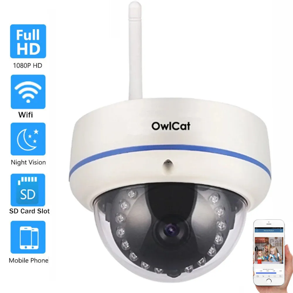 OwlCat Home Smart Dome IP Camera Wifi HD 1080P Wireless CCTV P2P Android IOS IR Video Network Security CamHi Onvif | Безопасность и