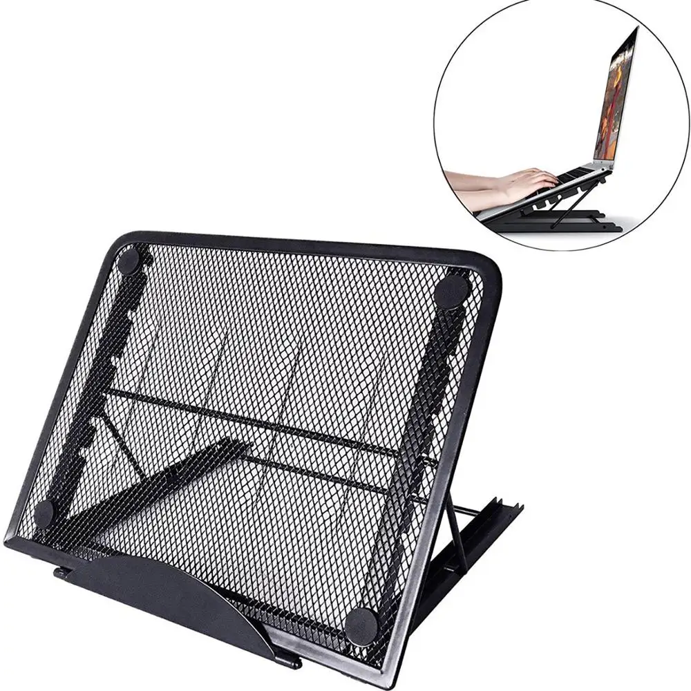 

Mesh Ventilated Adjustable Laptop Stand, Portable Folding Notebook Holder 6 Angles Positions Desktop Mount for MacBook Air Pro