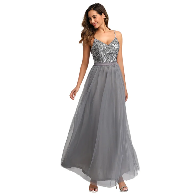 Plus Size Formal Dress elegant maxi Dresses mesh long dress dresses woman party night sexy spaghetti strap maxi dress Glitter