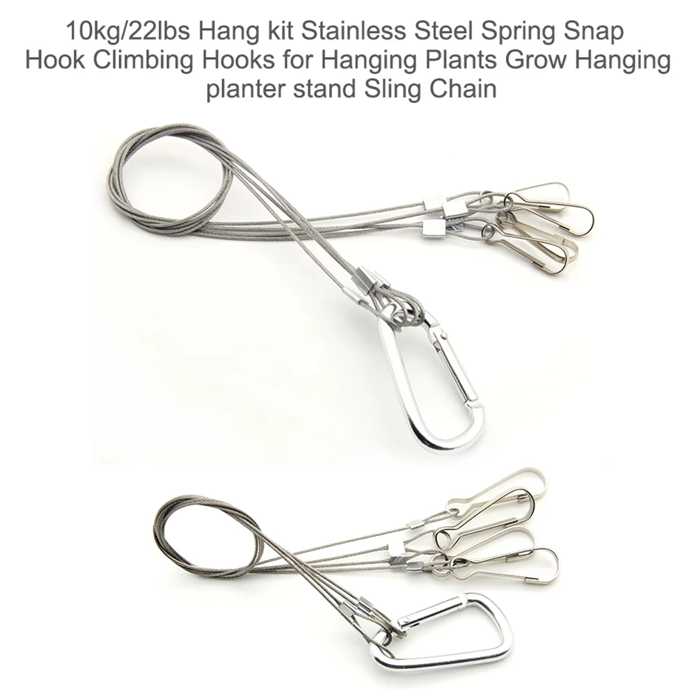 Light Suspension Kit Stainless Steel Lanyard Hook Galvanized Steel Cable Hang Fixture 10 / 15kg 22 / 33lb For Lamp Growth Lights