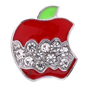 

10pcs/lot Beauty Crystal Apple Metal Snap Button fit 18mm 20mm Snap Bracelets Bangles Women Snaps Jewelry